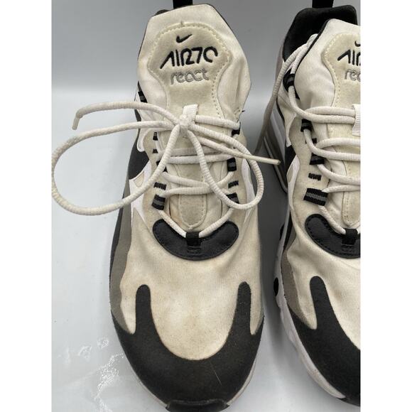 Nike Air Max 270 React Men Size 10 Black/White/ Pewter Gray Athletic Shoes - Picture 3 of 10